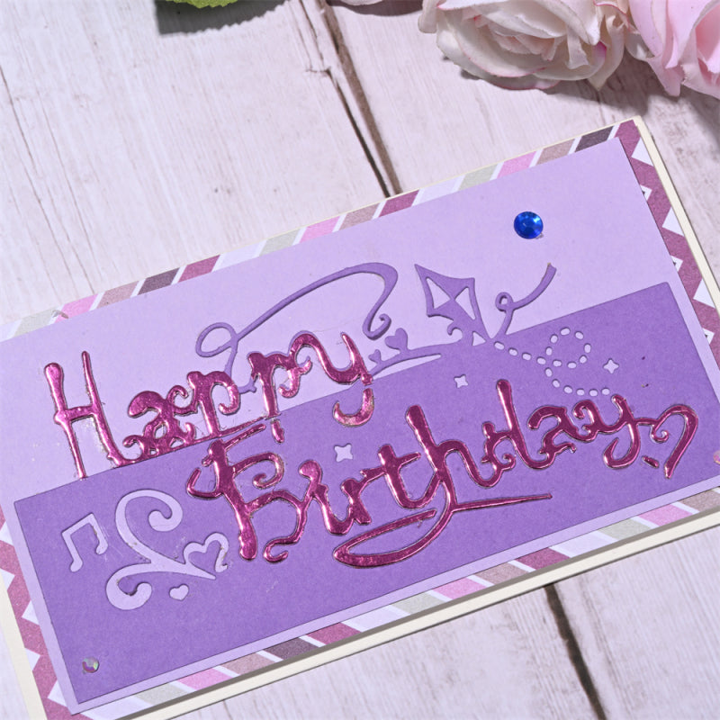 Kokorosa Metal Cutting Dies with Happy Birthday Hollow English Background Board