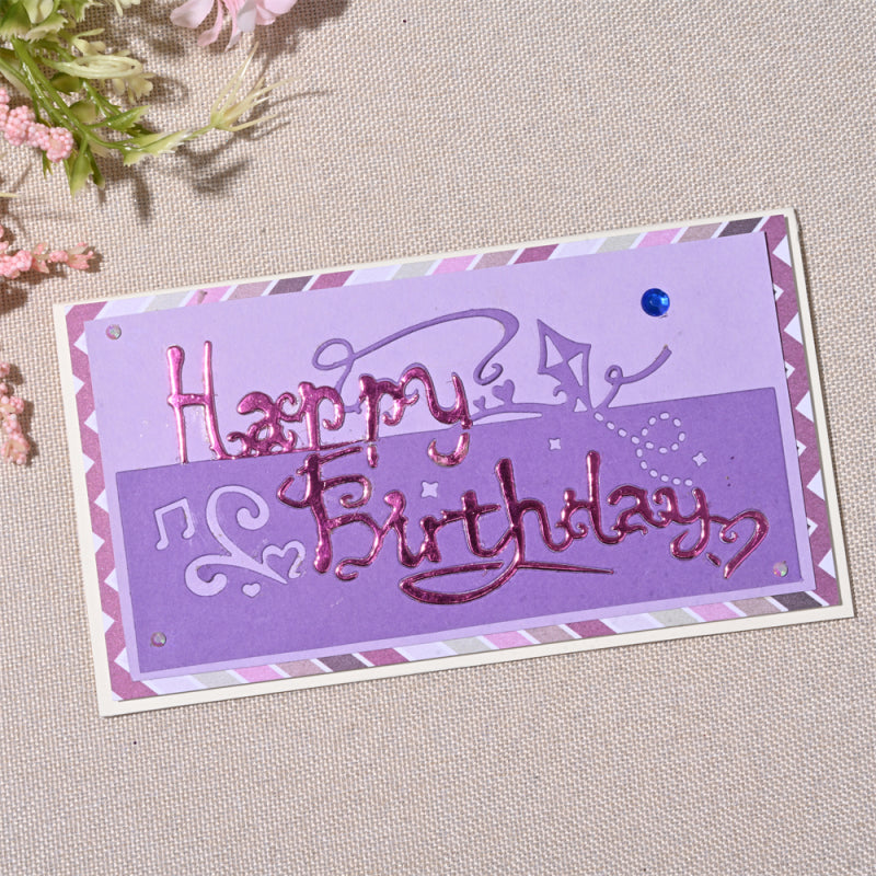 Kokorosa Metal Cutting Dies with Happy Birthday Hollow English Background Board