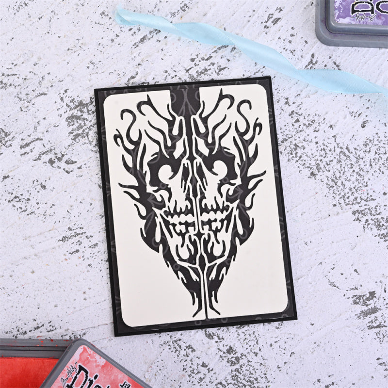 Kokorosa Metal Cutting Dies with Hellfire Skeleton Skull Background