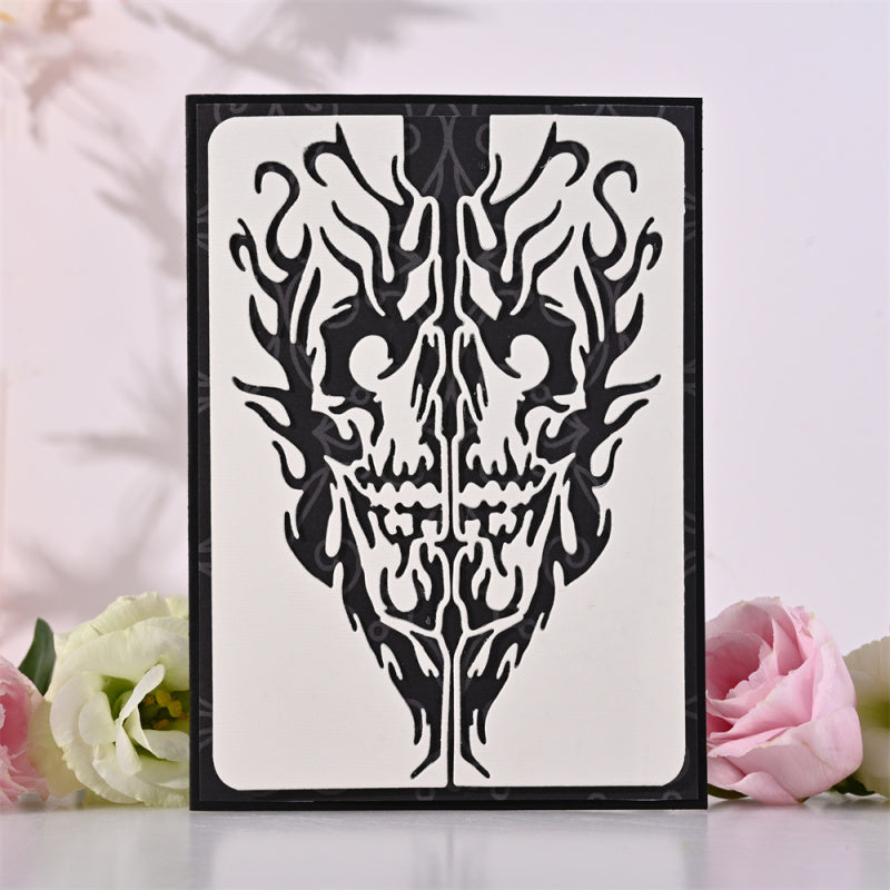 Kokorosa Metal Cutting Dies with Hellfire Skeleton Skull Background