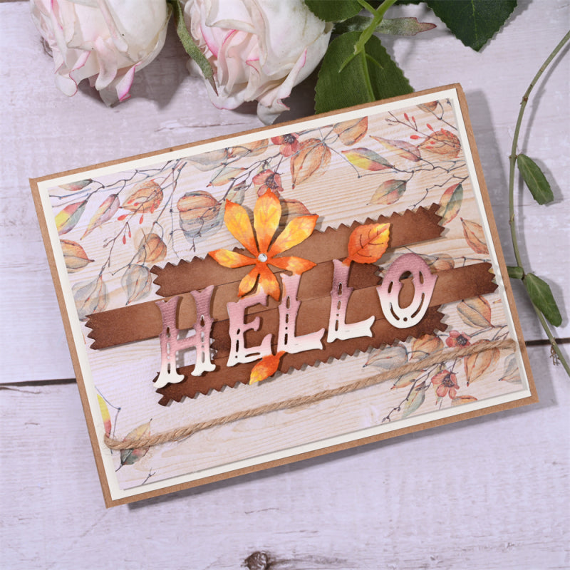 Kokorosa Metal Cutting Dies with Hello English Words and Plants