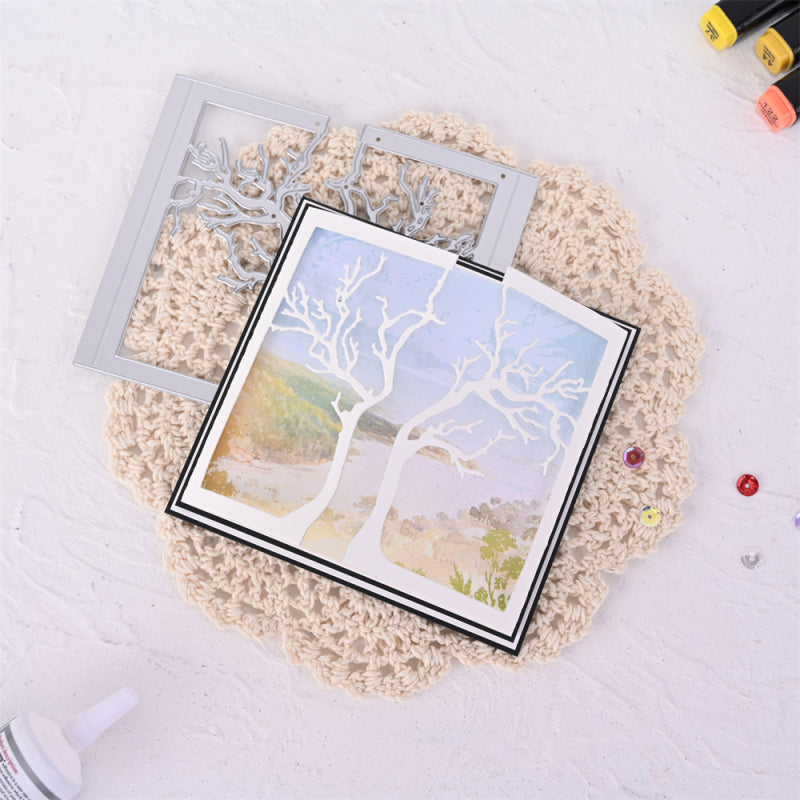 Kokorosa Metal Cutting Dies with Hollow Tree Greeting Card Cover