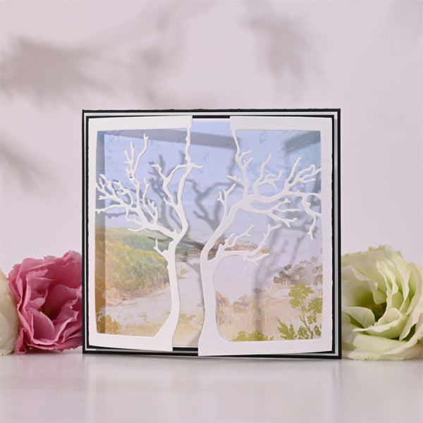 Kokorosa Metal Cutting Dies with Hollow Tree Greeting Card Cover