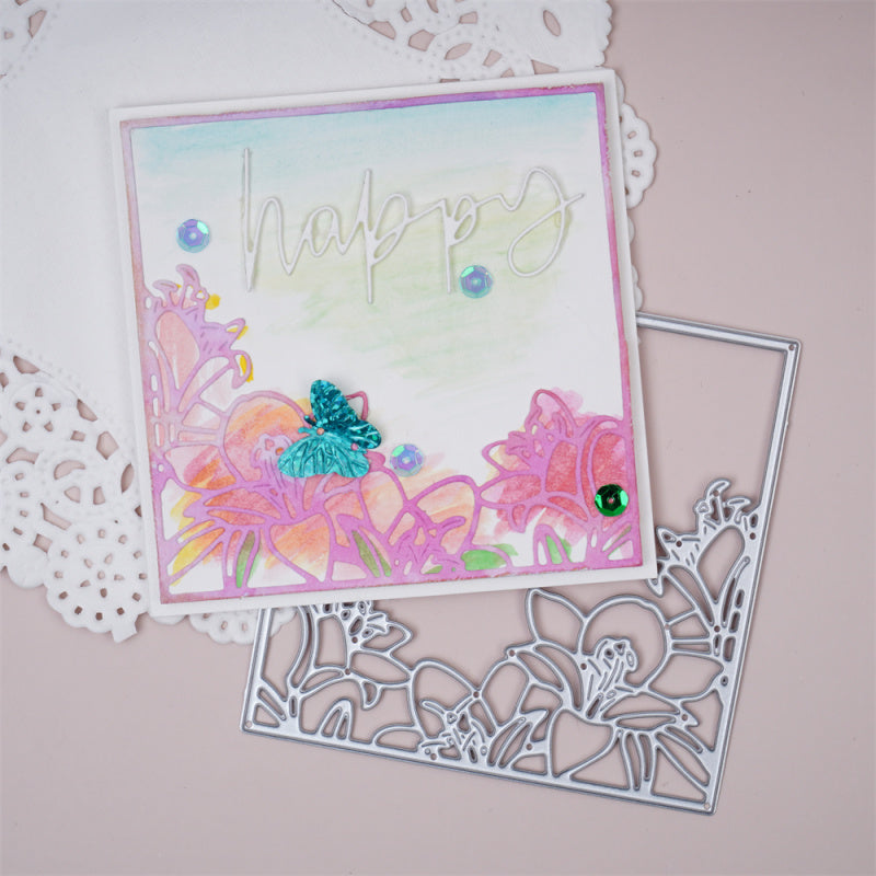 Kokorosa Metal Cutting Dies with Lily Flower Border Background