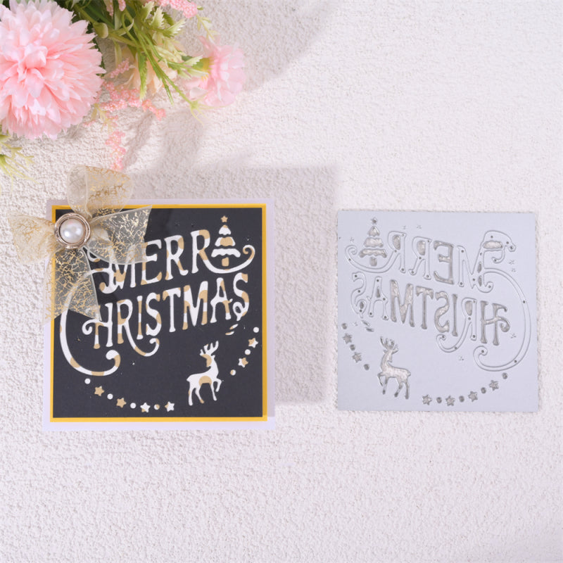 Kokorosa Metal Cutting Dies with Merry Christmas Square Background Board