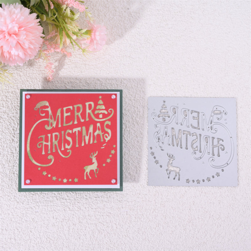 Kokorosa Metal Cutting Dies with Merry Christmas Square Background Board