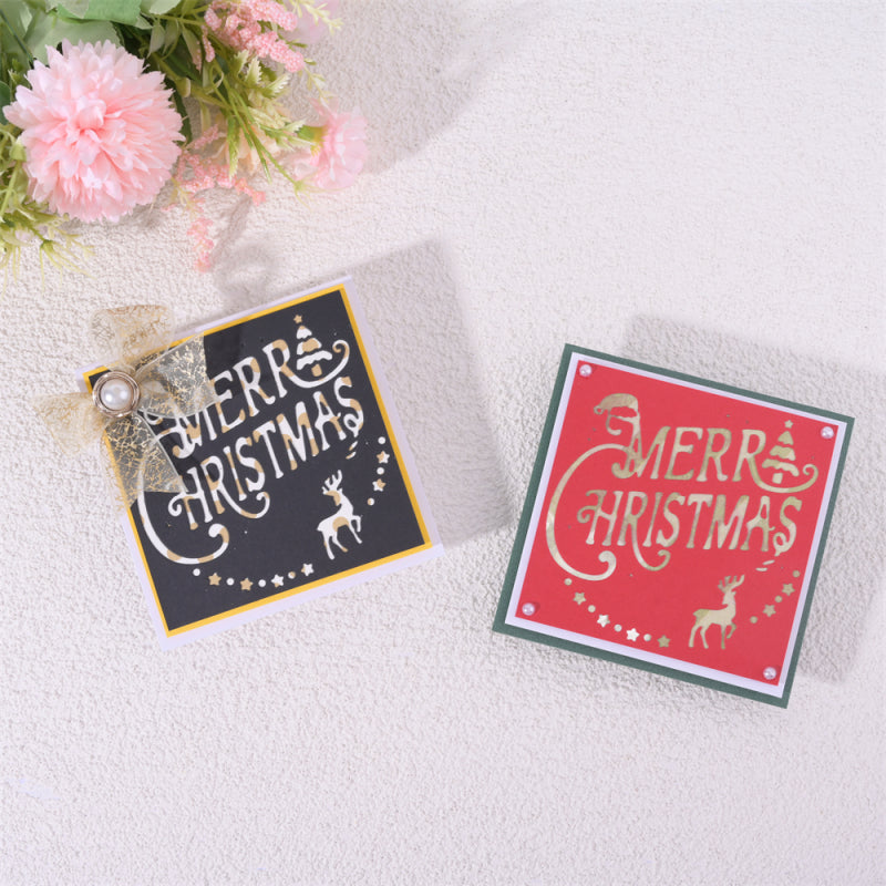 Kokorosa Metal Cutting Dies with Merry Christmas Square Background Board