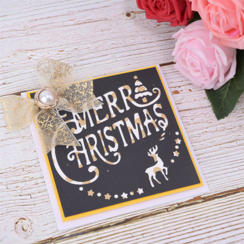 Kokorosa Metal Cutting Dies with Merry Christmas Square Background Board