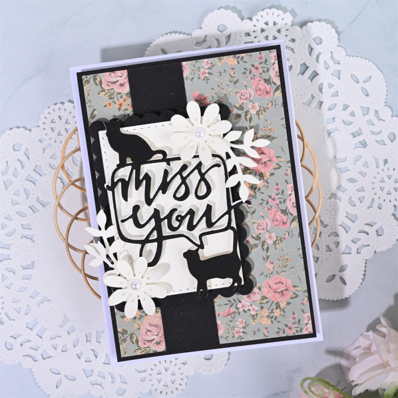 Kokorosa Metal Cutting Dies with Miss You Phrase Border