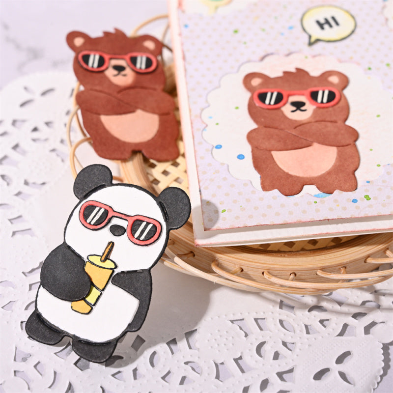 Kokorosa Metal Cutting Dies with Sunglasses Bear and Panda