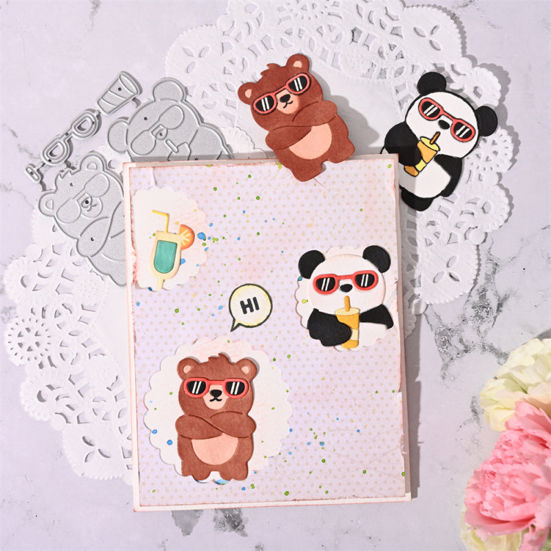 Kokorosa Metal Cutting Dies with Sunglasses Bear and Panda