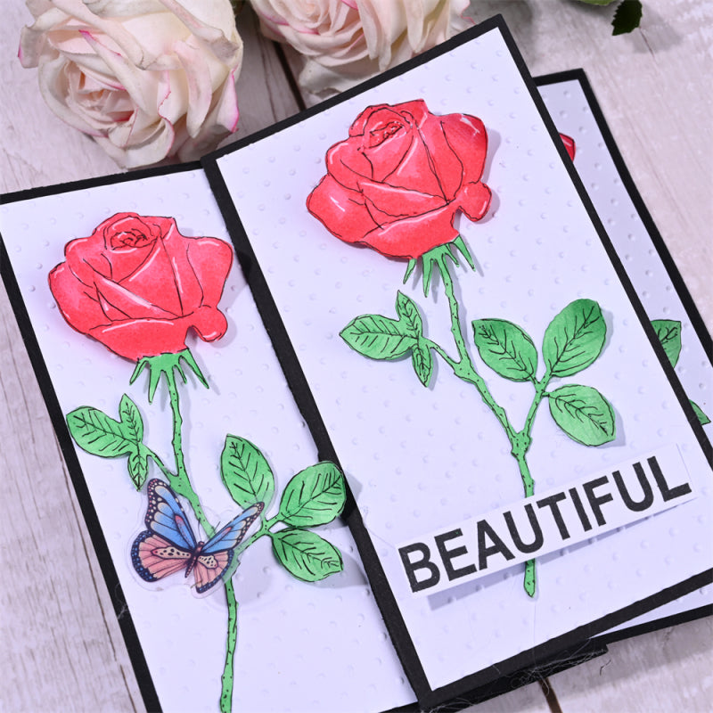 Kokorosa Metal Cutting Dies With Rose Rectangle Border