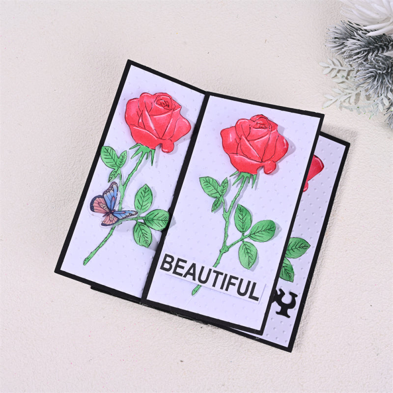 Kokorosa Metal Cutting Dies With Rose Rectangle Border