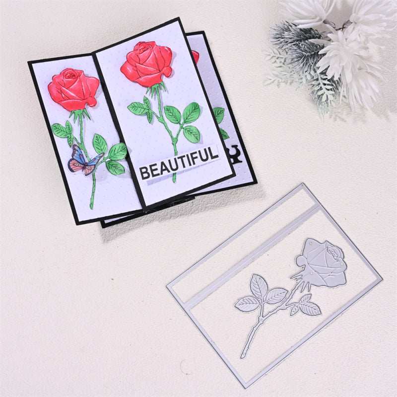 Kokorosa Metal Cutting Dies With Rose Rectangle Border