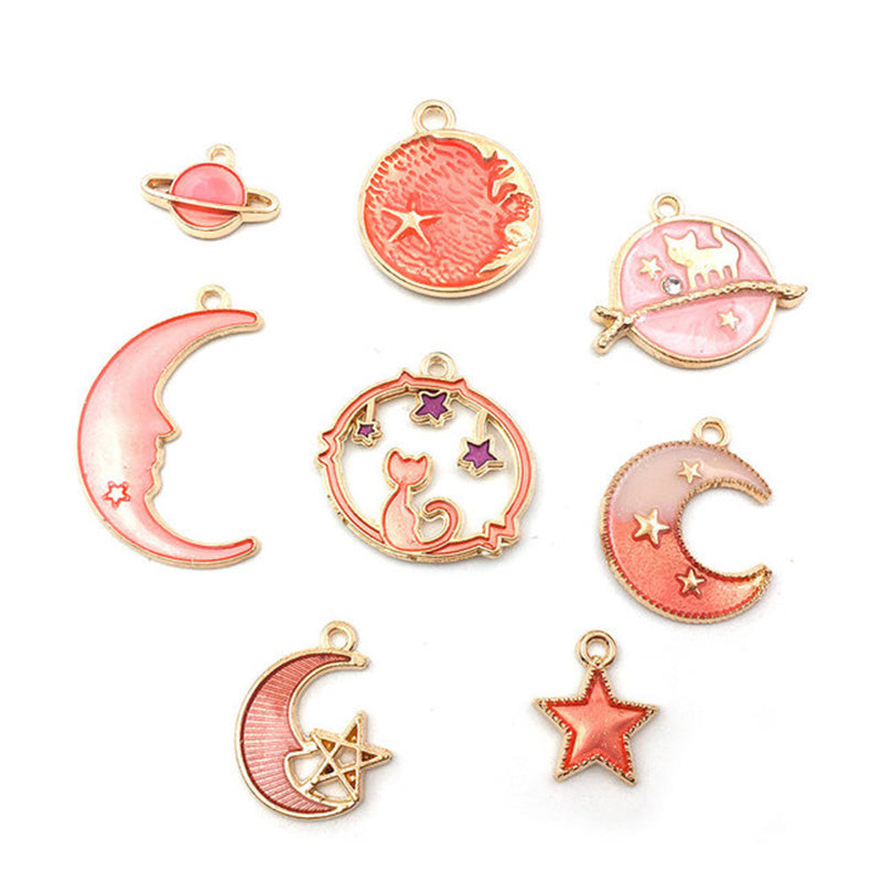 Kokorosa Moon and Stars Ornaments Drip Alloy Pendant Embellishments（24 Pcs）