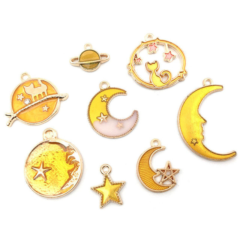 Kokorosa Moon and Stars Ornaments Drip Alloy Pendant Embellishments（24 Pcs）