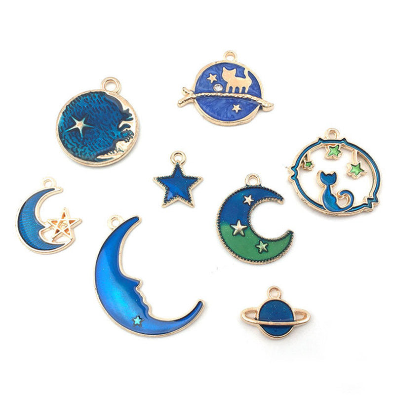 Kokorosa Moon and Stars Ornaments Drip Alloy Pendant Embellishments（24 Pcs）