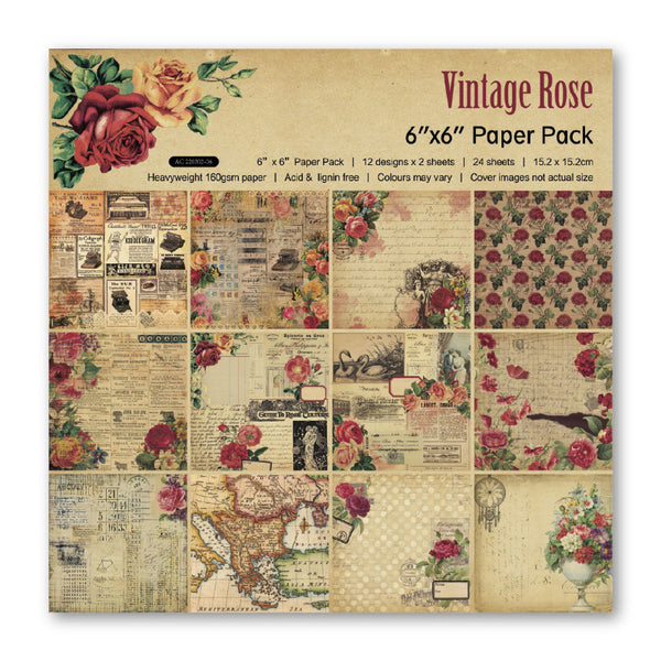 Kokorosa 24PCS  6" Vintage Rose DIY Scrapbook & Cardstock Paper