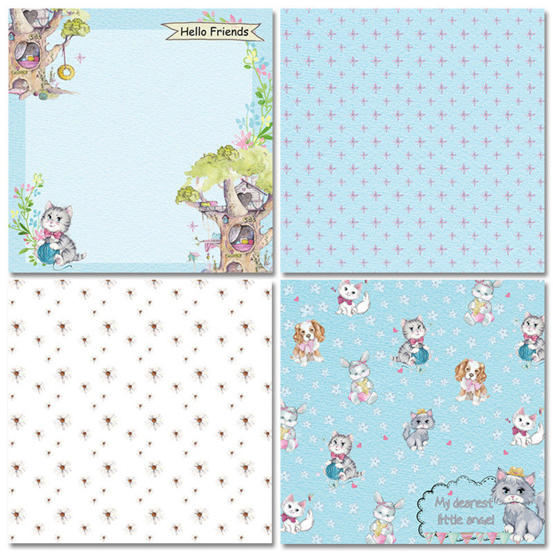 Kokorosa 24PCS  6" Little Kitten Pattern  DIY Scrapbook & Cardstock Paper