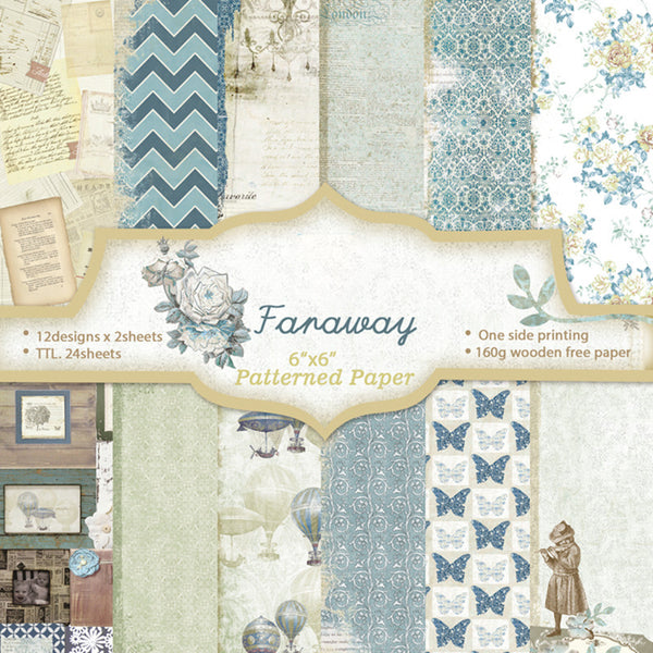 Kokorosa 24PCS  6" Faraway Pattern  DIY Scrapbook & Cardmaking Paper