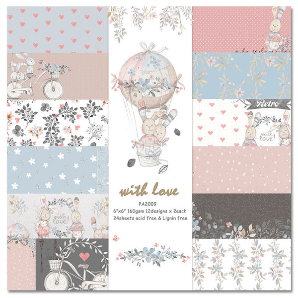 Kokorosa 24PCS  6" Lovely Bunny Pattern  DIY Scrapbook & Cardmaking Paper
