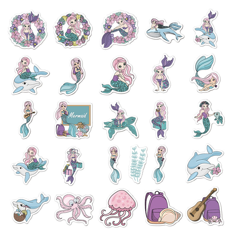 Kokorosa Pink Haired Mermaid Stickers (50pcs)