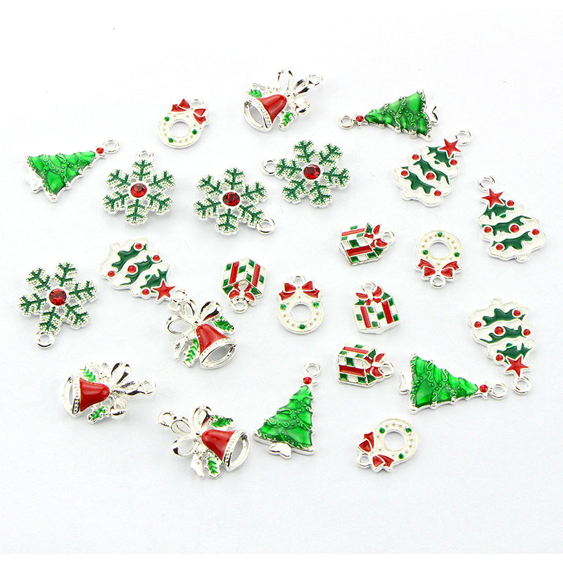 Kokorosa Red and Green Christmas Drip Alloy Pendant Embellishments（24 Pcs）