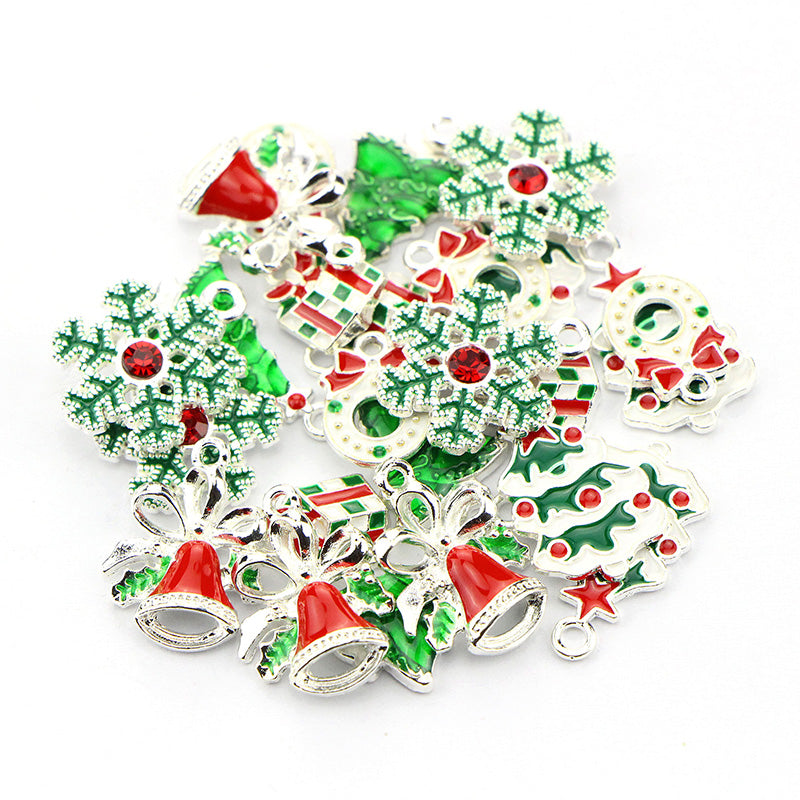 Kokorosa Red and Green Christmas Drip Alloy Pendant Embellishments（24 Pcs）