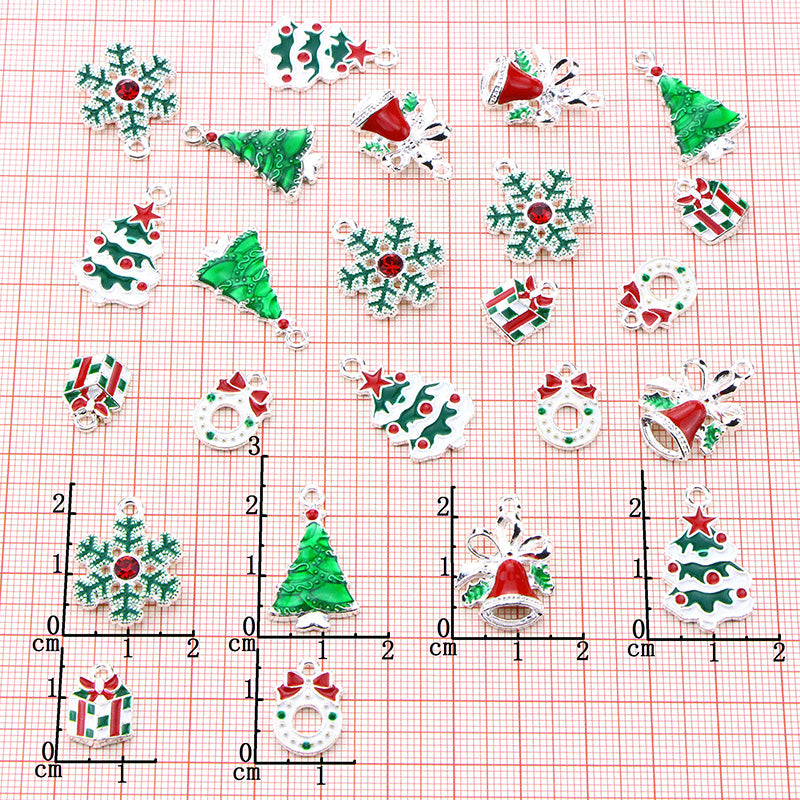 Kokorosa Red and Green Christmas Drip Alloy Pendant Embellishments（24 Pcs）