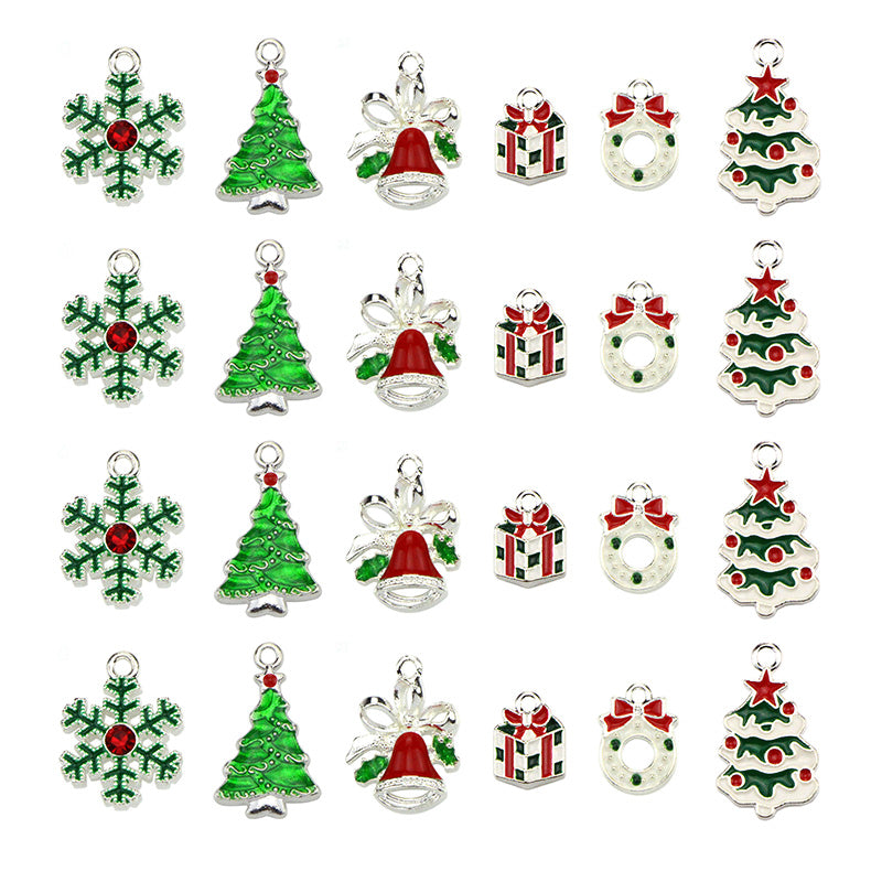 Kokorosa Red and Green Christmas Drip Alloy Pendant Embellishments（24 Pcs）