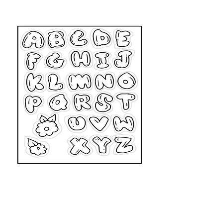 Outline English Alphabets Stamps - kokorosastudio.com