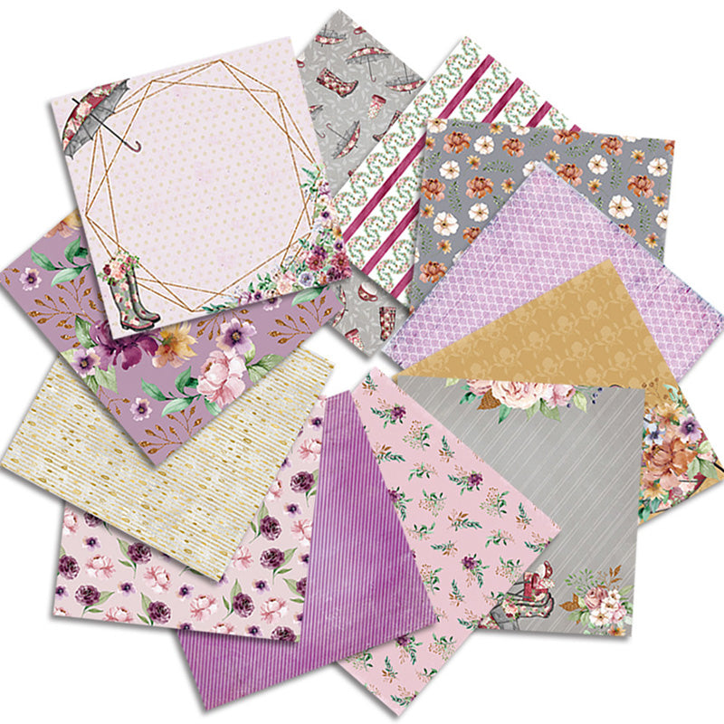 Kokorosa 24PCS DIY Scrapbook & Cardmaking Floral Umbrella Background Paper