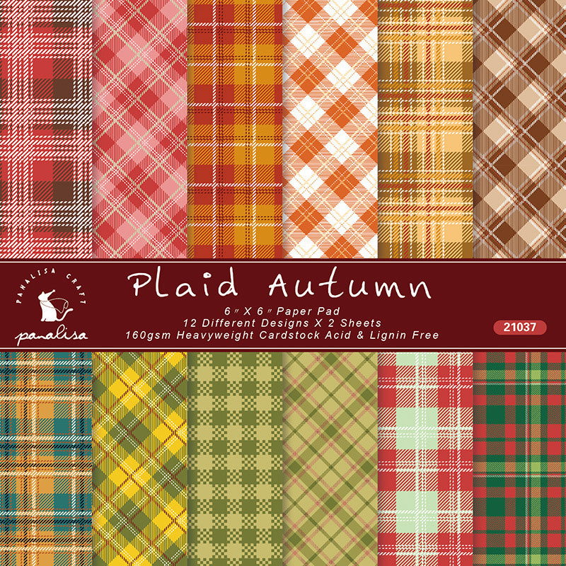 Kokorosa 24PCS DIY Scrapbook & Cardmaking Plaid Autumn Background Paper