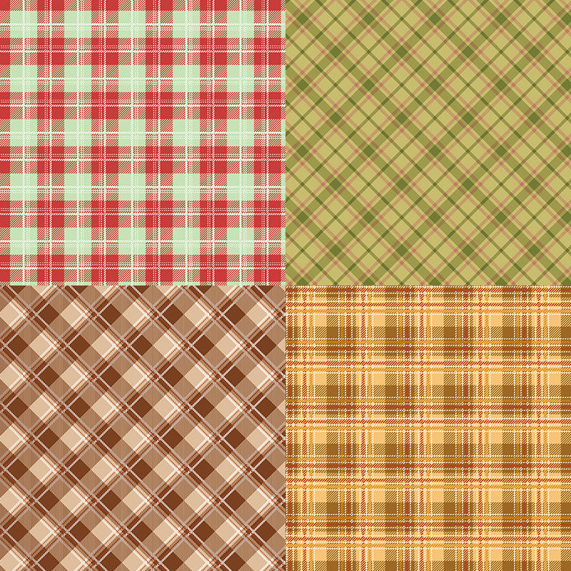 Kokorosa 24PCS DIY Scrapbook & Cardmaking Plaid Autumn Background Paper