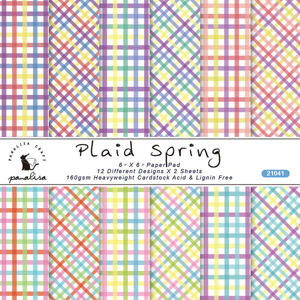 Kokorosa 24PCS DIY Scrapbook & Cardmaking Plaid Spring Background Paper
