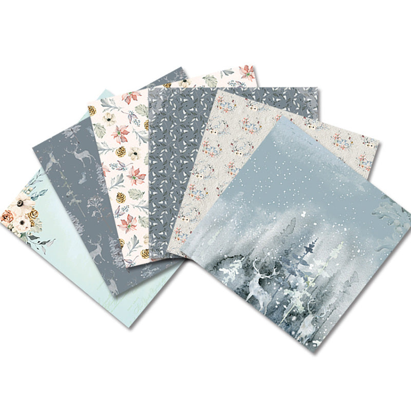 Kokorosa 24PCS DIY Scrapbook & Cardmaking Winter Forest Background Paper