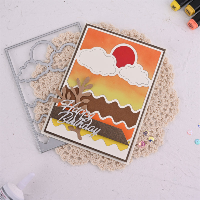 Kokorosa Metal Cutting Dies with Seaside Sunrise Background Board