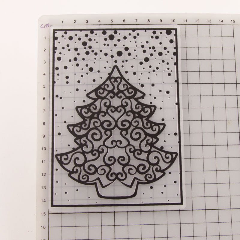 Kokorosa Spiral Pattern Christmas Tree Plastic Embossing Folder