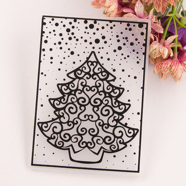 Kokorosa Spiral Pattern Christmas Tree Plastic Embossing Folder