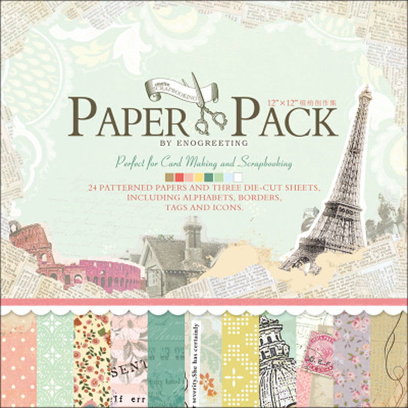 Kokorosa 24PCS  12" DIY Tower Pattern Scrapbook & Card Making Paper