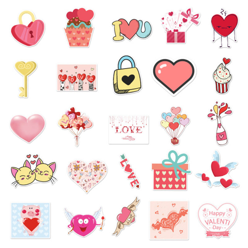 Kokorosa Valentine's Day Heart Stickers (50pcs)