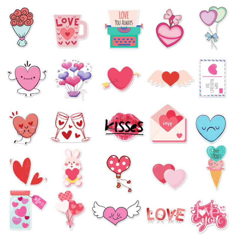 Kokorosa Valentine's Day Heart Stickers (50pcs)