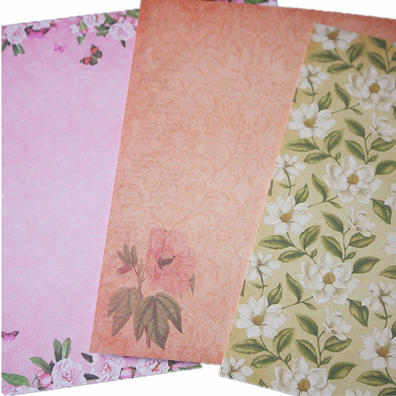 Kokorosa 24PCS DIY Scrapbook & Cardmaking Valley of Flowers Background Paper