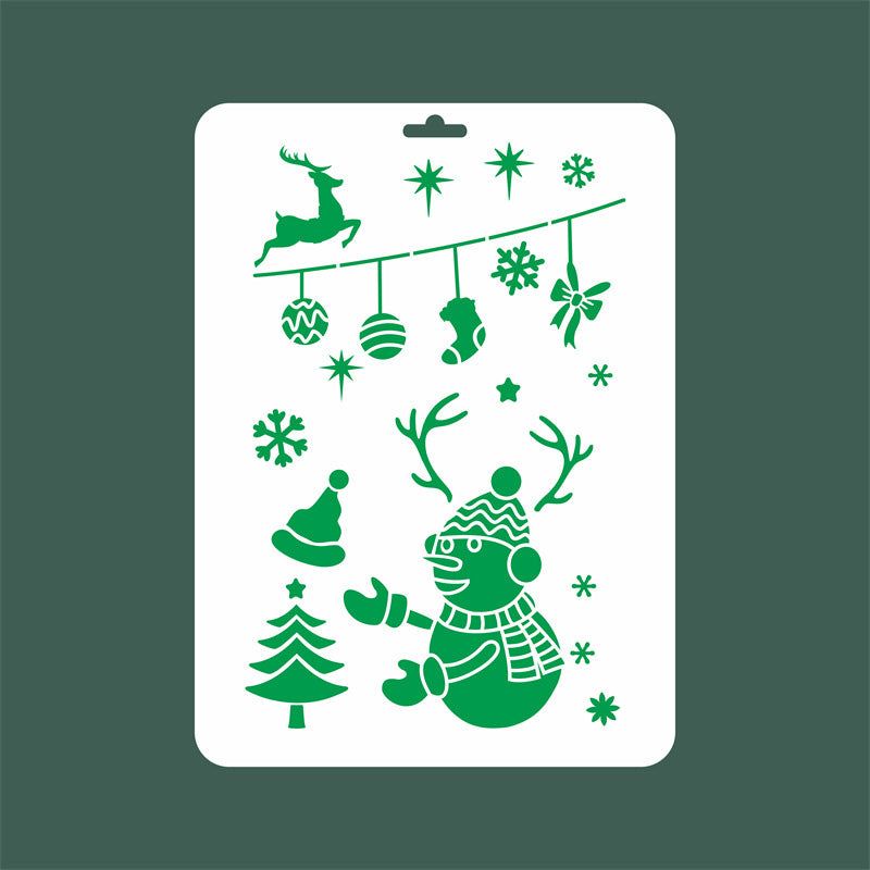 Kokorosa Winter Christmas DIY Painting Hollow Stencil Set（16 Pcs）