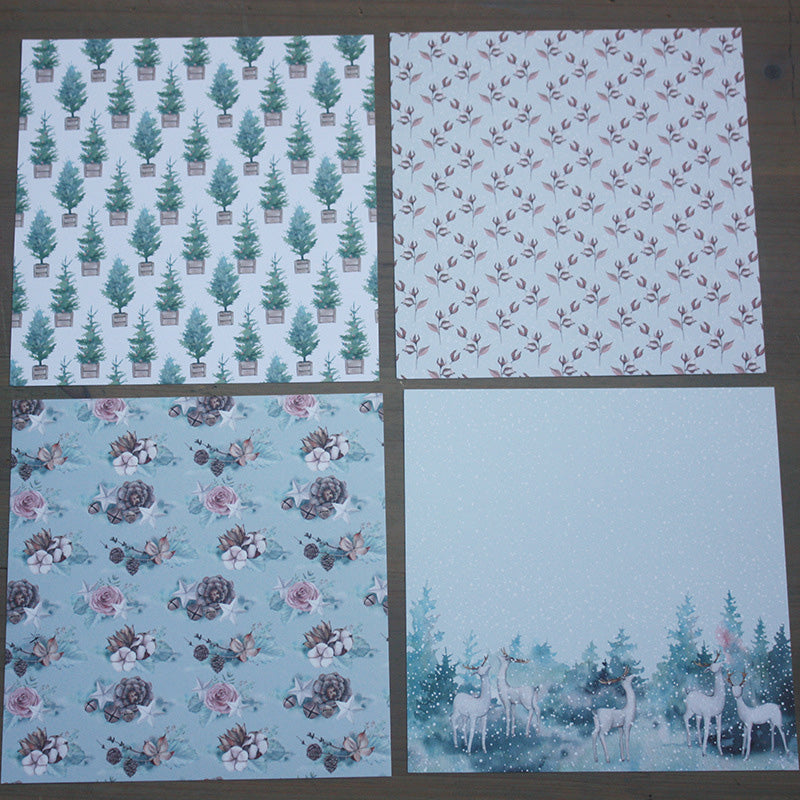 Kokorosa 24PCS DIY Scrapbook & Cardmaking Winter Snow Background Paper