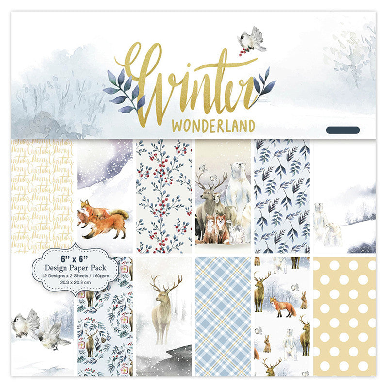 Kokorosa 24PCS DIY Scrapbook & Cardmaking Winter Wonderland Background Paper