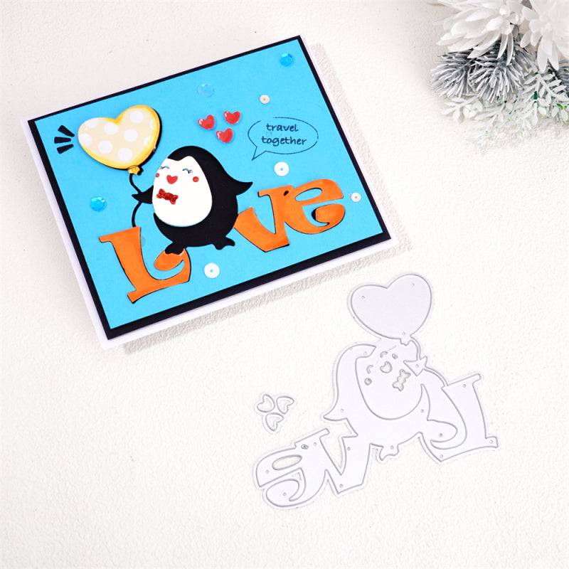 Kokorosa Metal Cutting Dies With Mellow Penguin and Love Words