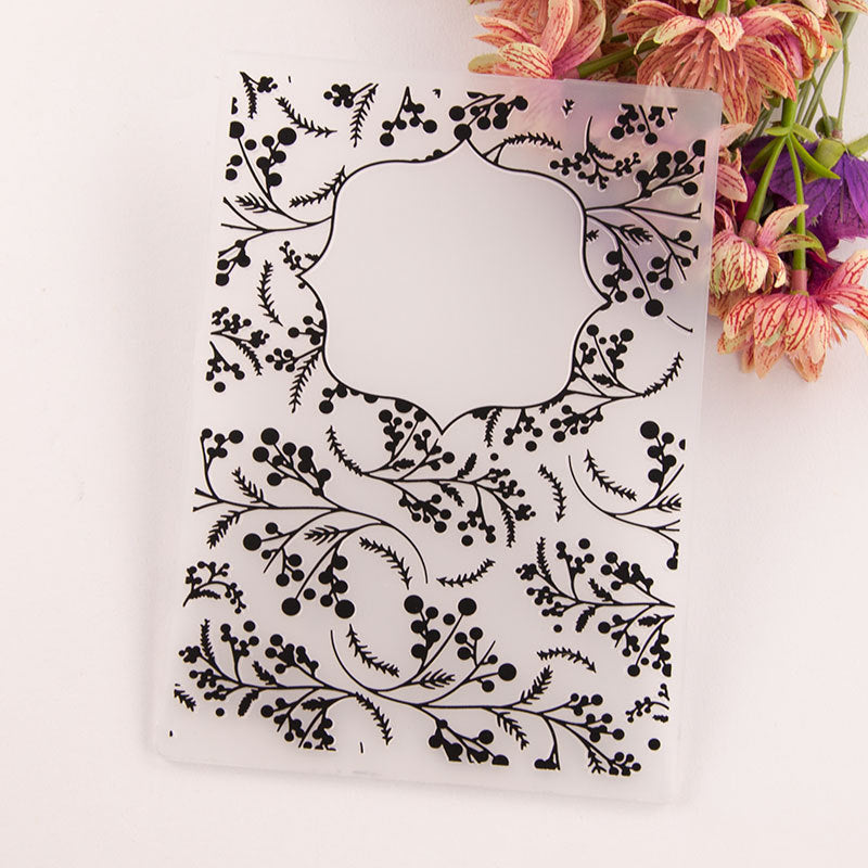 Kokorosa Berry Pattern Plastic Embossing Folder